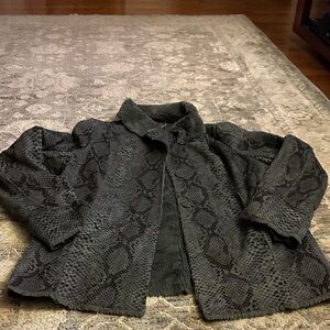 Chic Blue and Black Snakeskin Pattern Coat